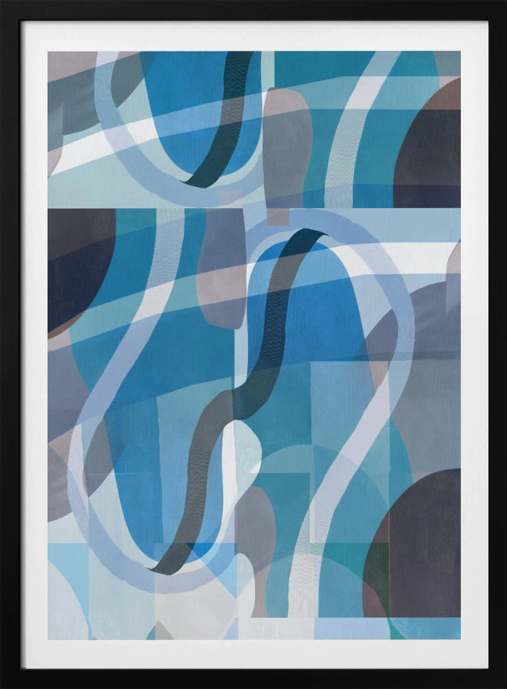 Abstract Blue and Neutral Swervy Shapes 2 | Poster