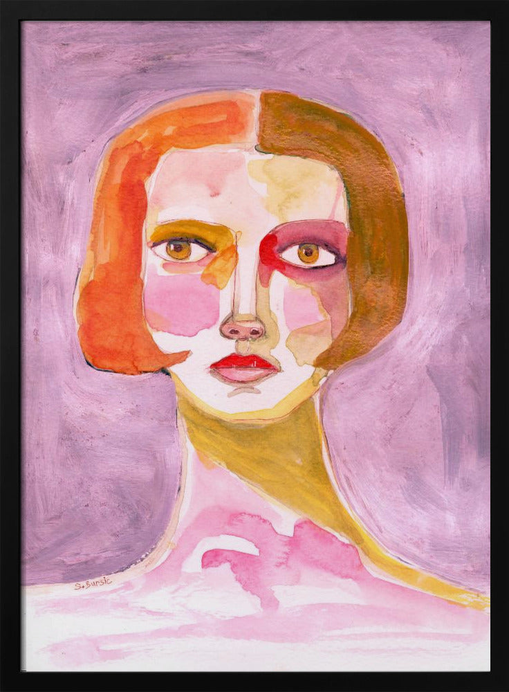 Lady with Bob haircut Mauve Lilac | Poster