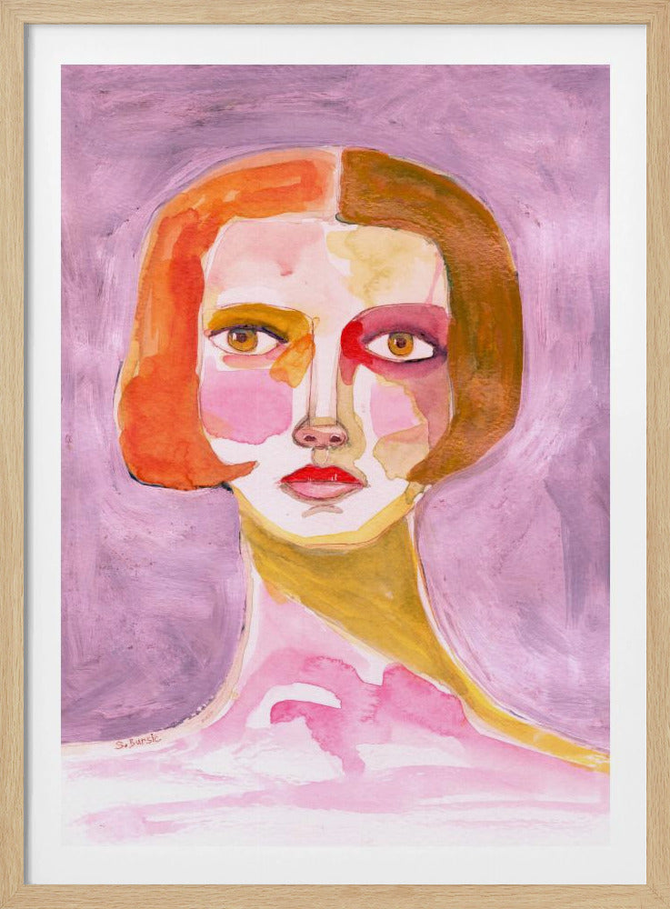 Lady with Bob haircut Mauve Lilac | Poster