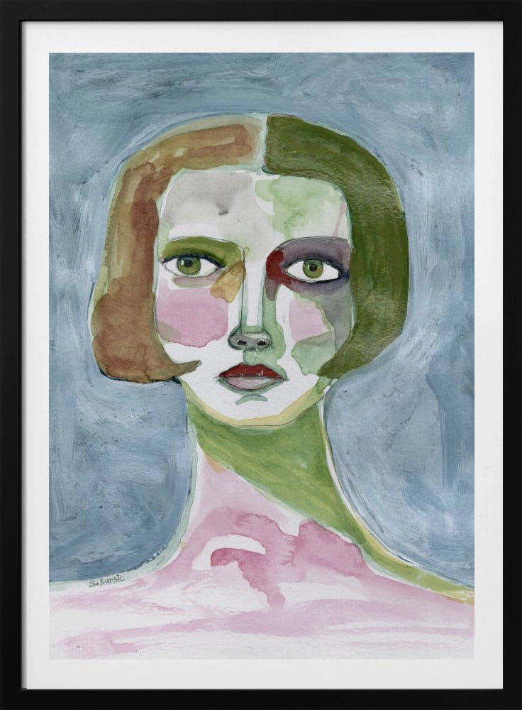 Lady with Bob haircut Grey Background | Poster