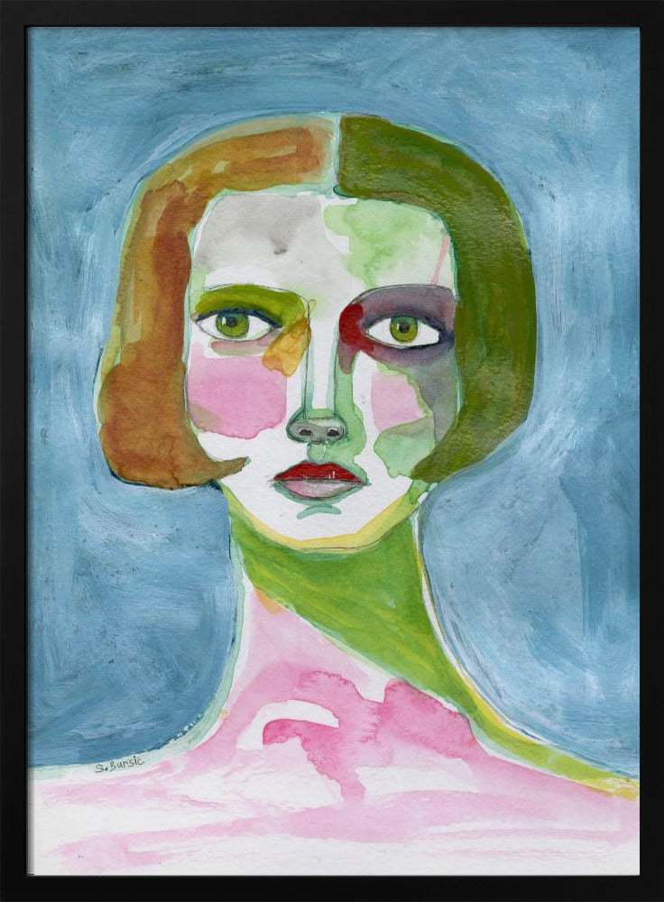 Lady with Bob haircut Blue | Poster