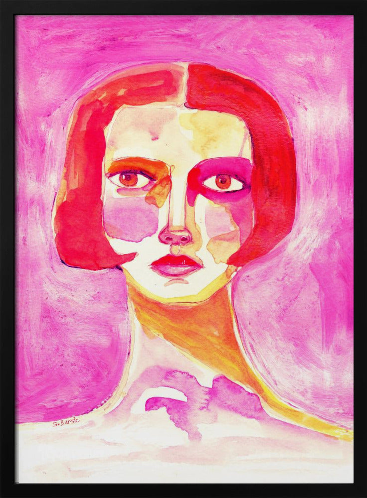 Lady with Bob haircut Hot Pink | Poster