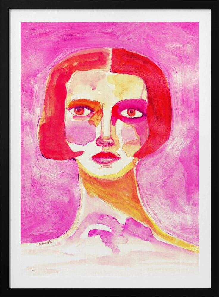 Lady with Bob haircut Hot Pink | Poster
