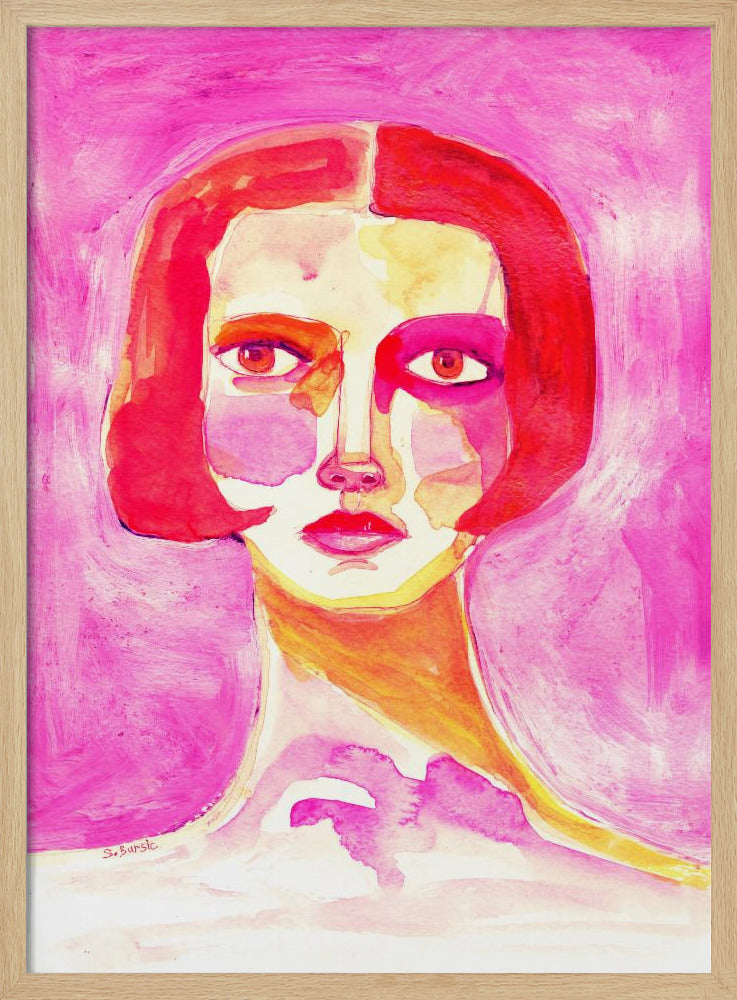 Lady with Bob haircut Hot Pink | Poster