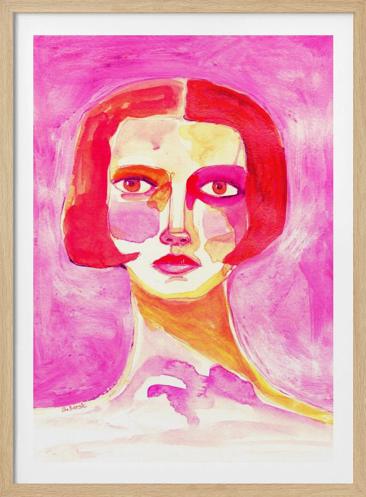 Lady with Bob haircut Hot Pink | Poster