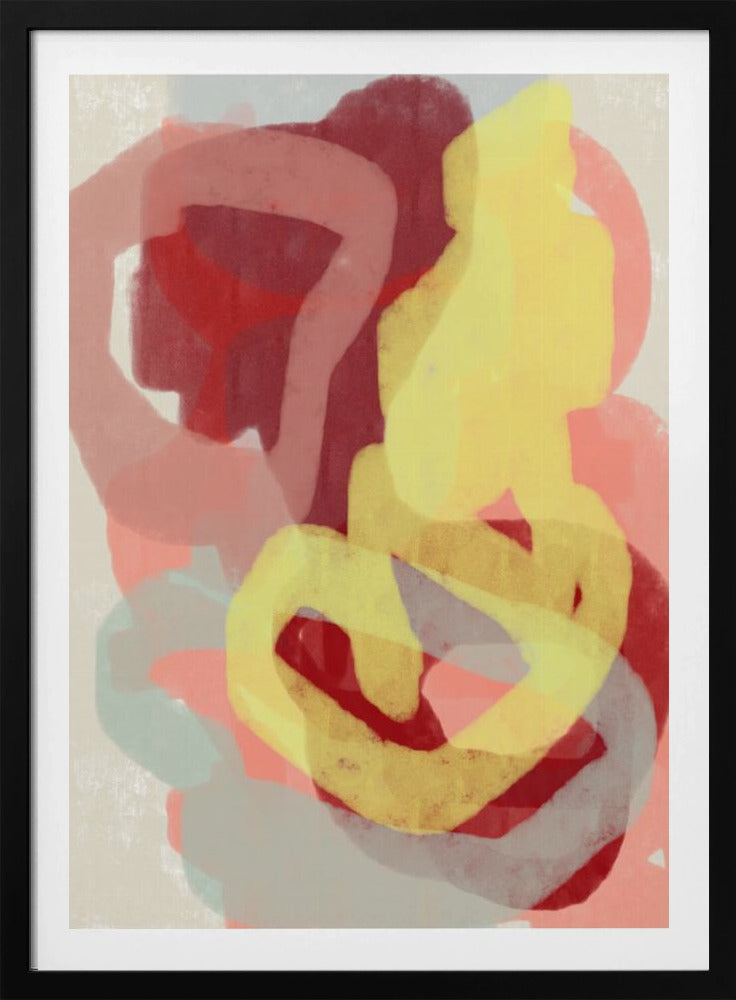 Abstract Painting In Pastel. Yellow, red and grey. | Poster