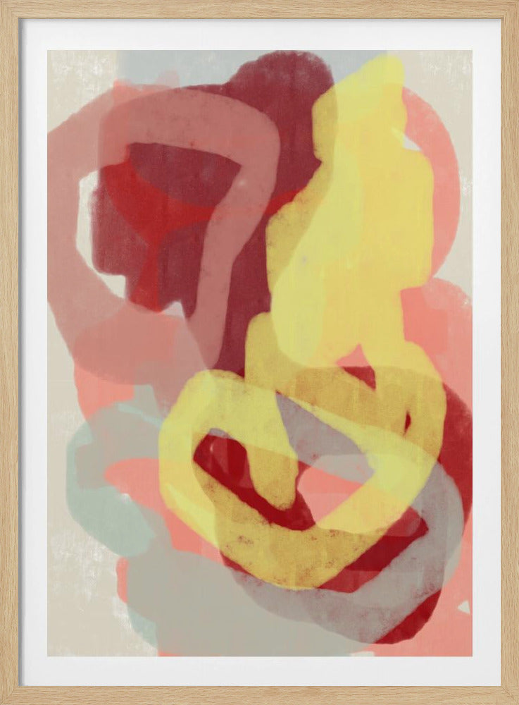 Abstract Painting In Pastel. Yellow, red and grey. | Poster