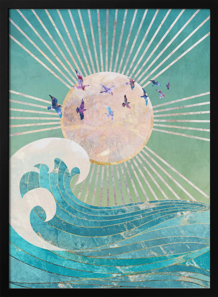 Sunset Golden Ocean Turquoise | Poster