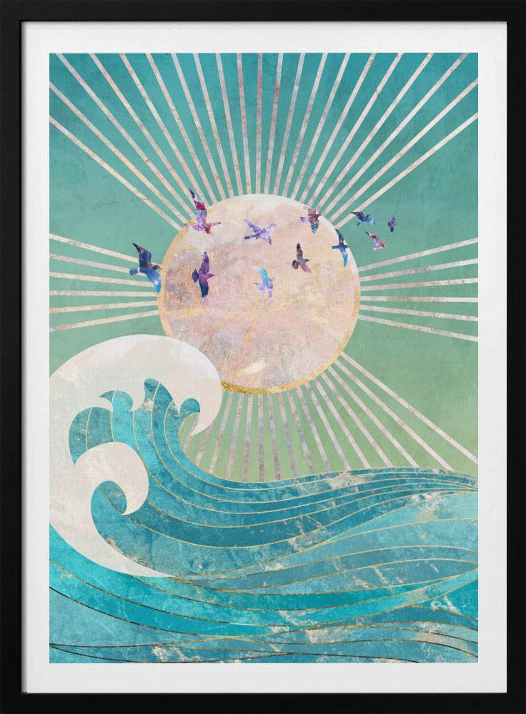 Sunset Golden Ocean Turquoise | Poster