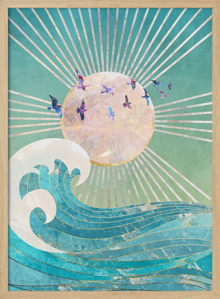 Sunset Golden Ocean Turquoise | Poster