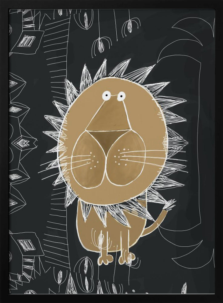 Cute Lion with Jungle Doodle by Artist Carla Daly | Poster
