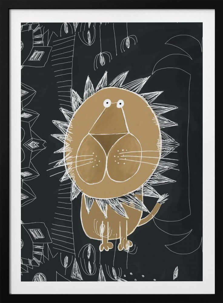 Cute Lion with Jungle Doodle by Artist Carla Daly | Poster