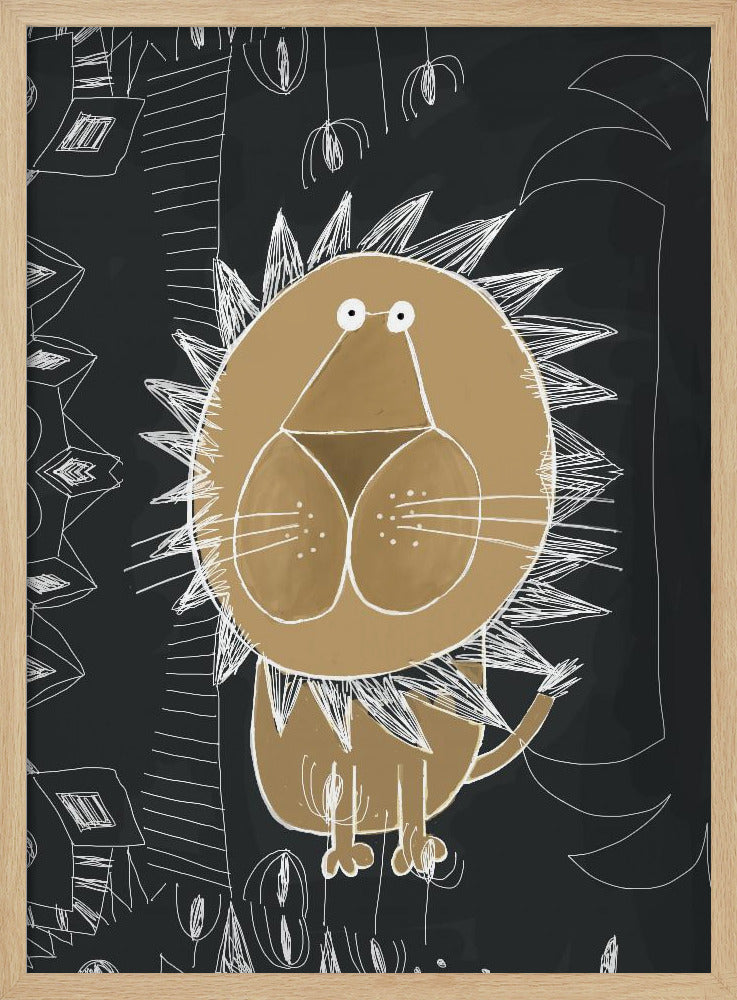 Cute Lion with Jungle Doodle by Artist Carla Daly | Poster