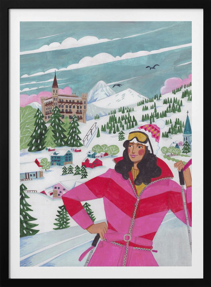 Winter Scene Woman Skiing | Poster