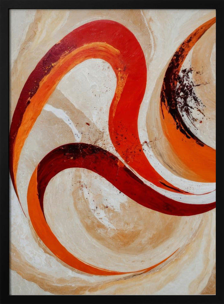 Red And Orange Swirls On A Neutral Background | Poster