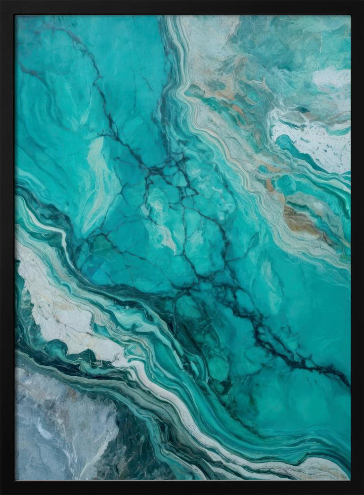 Abstract Patterns With Swirling Turquoise | Poster