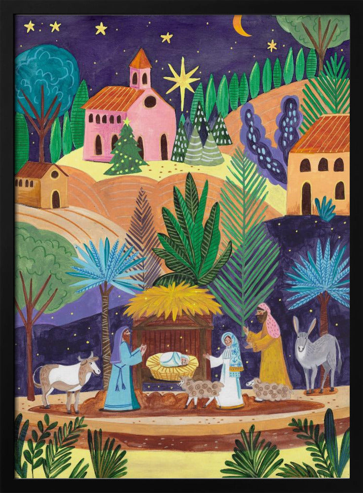 Nativity Scene starry night | Poster