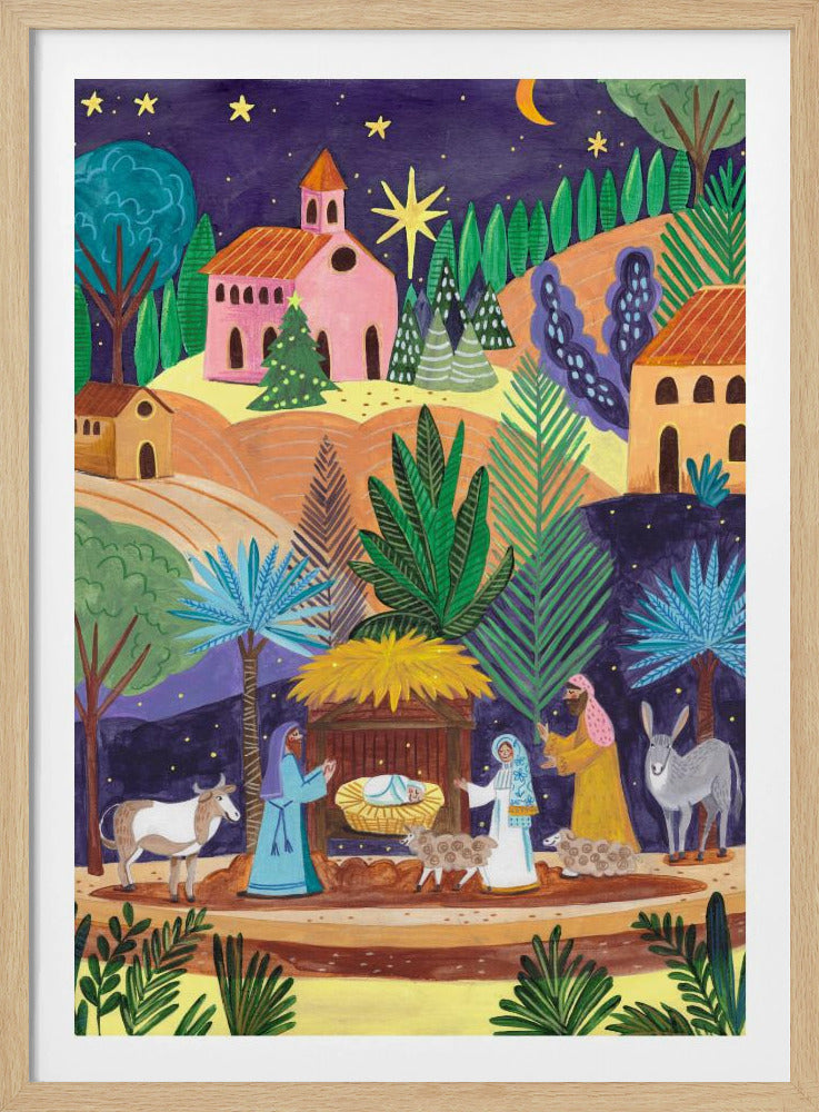 Nativity Scene starry night | Poster
