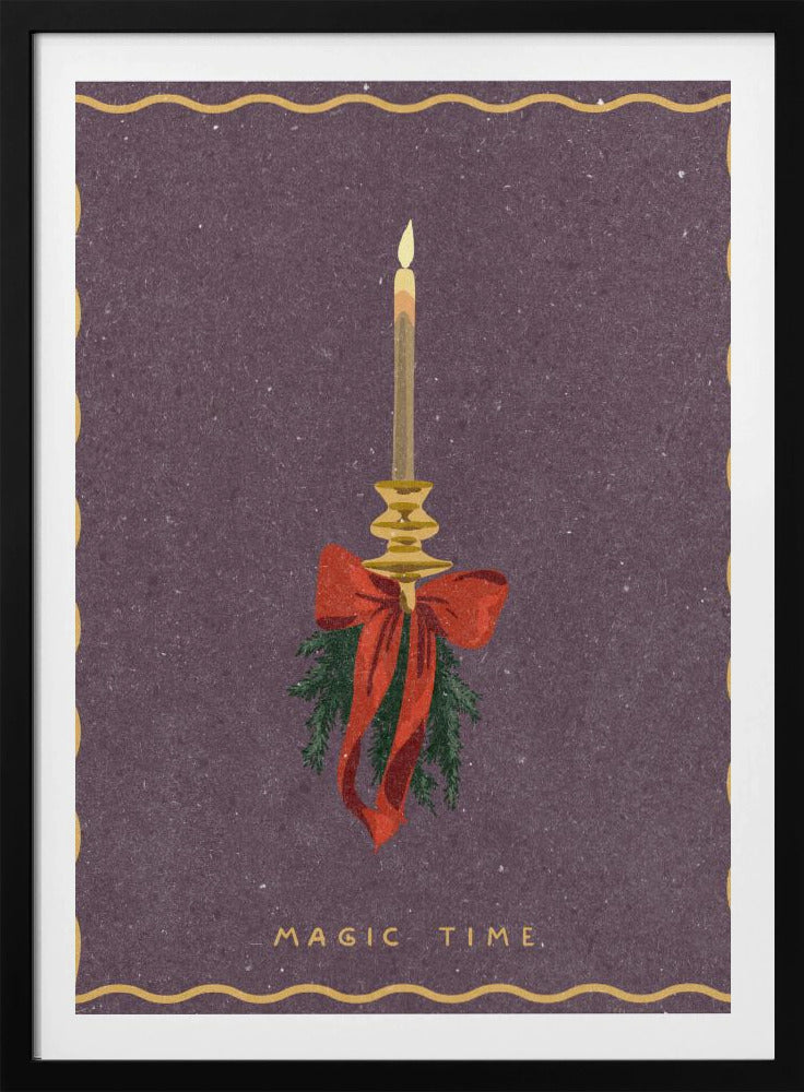 Candle with bow and spruce sprigs | Poster