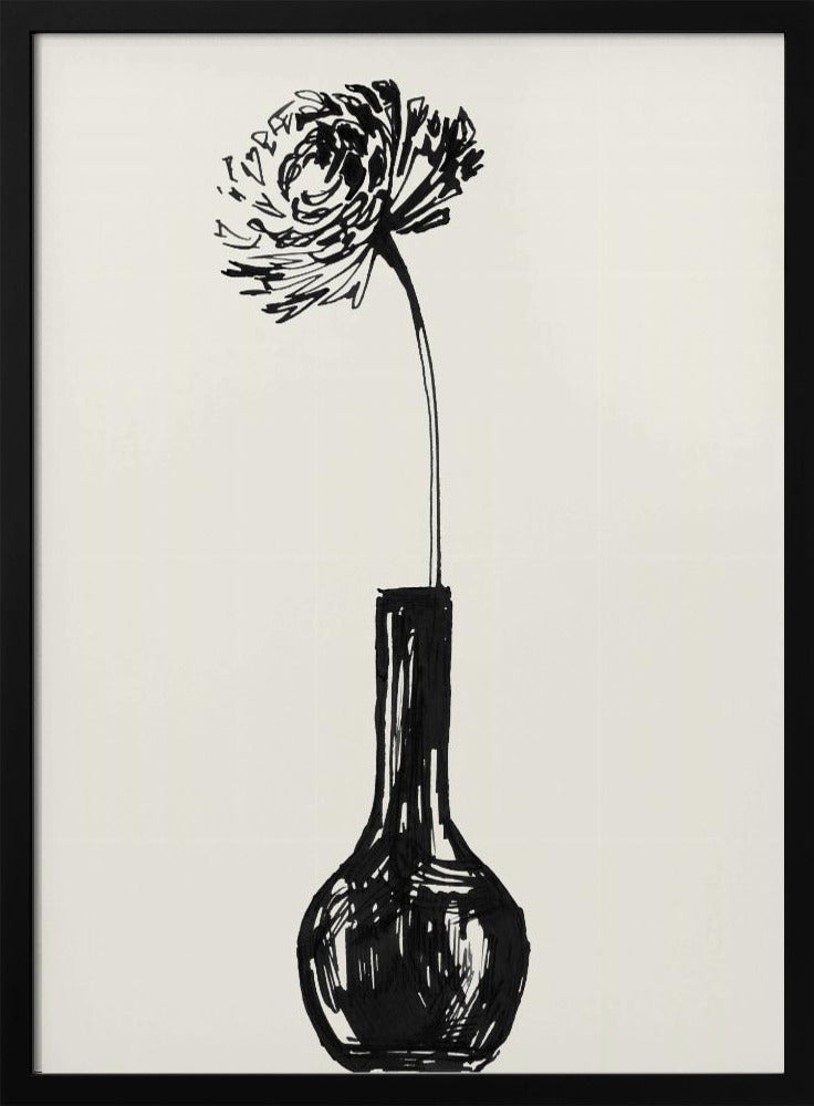 Flower in a vase ink sketch | Poster