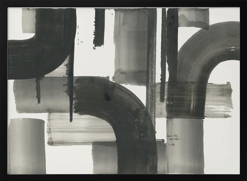 Monochrome Abstract Black Shapes 2 | Poster