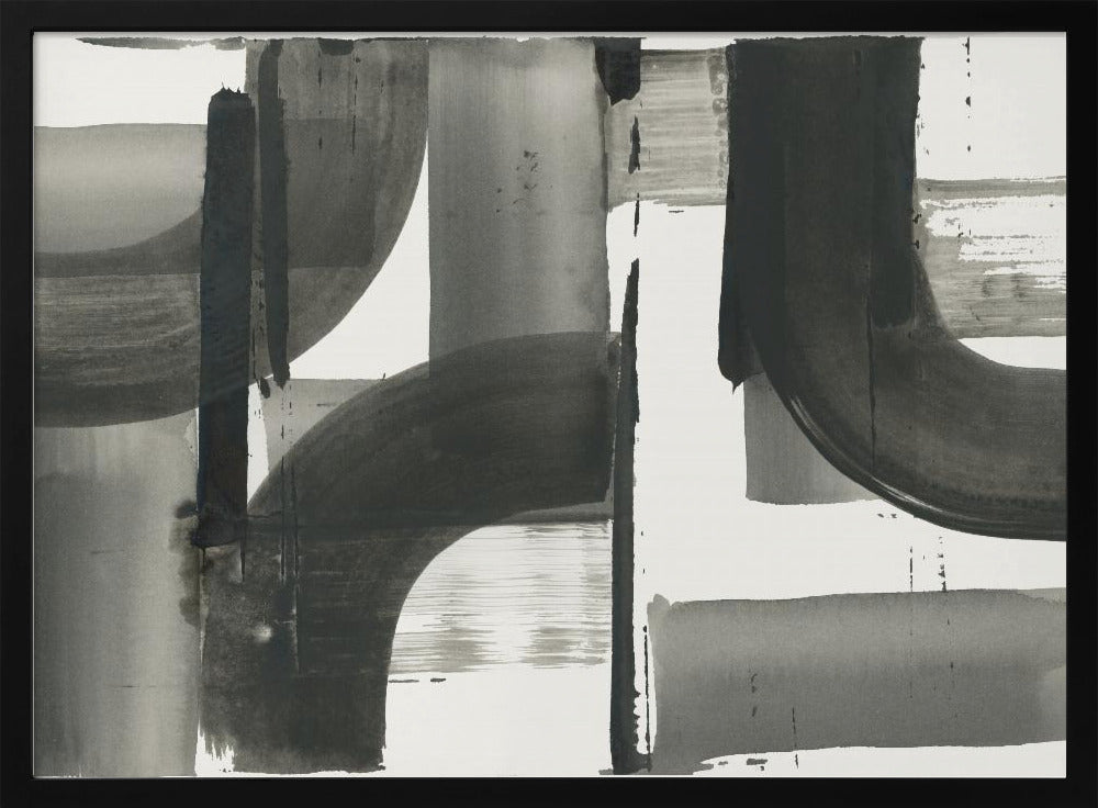 Monochrome Abstract Black Shapes 3 | Poster