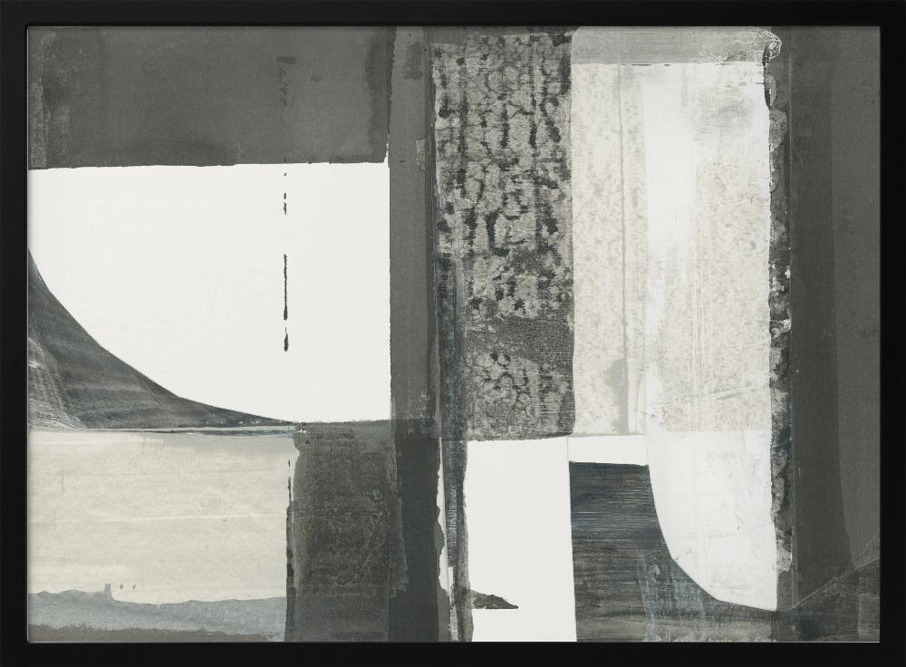 Monochrome Black Abstract Shapes Light 2 | Poster