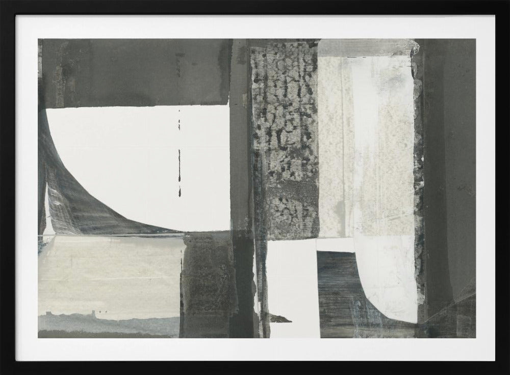 Monochrome Black Abstract Shapes Light 2 | Poster