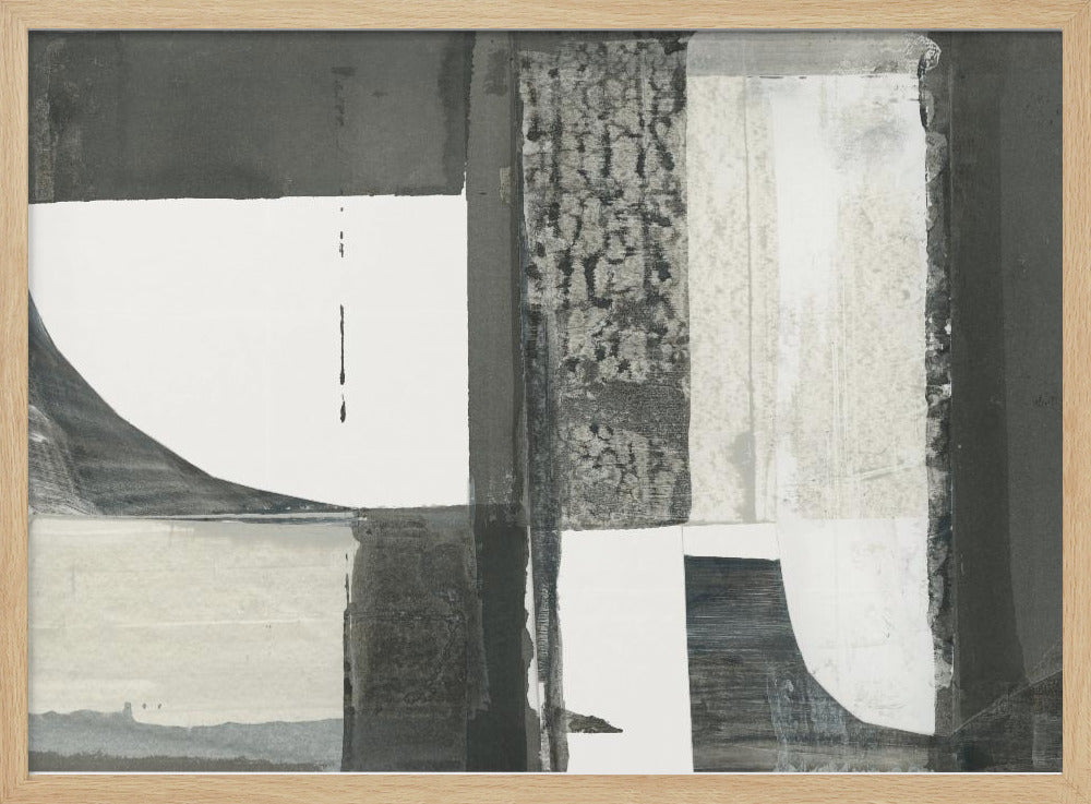 Monochrome Black Abstract Shapes Light 2 | Poster