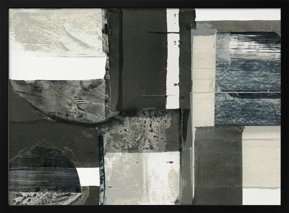 Monochrome Black Abstract Shapes Light 1 | Poster