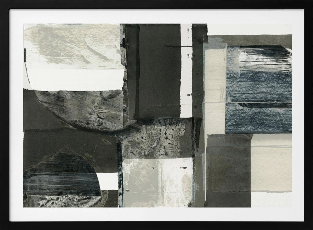 Monochrome Black Abstract Shapes Light 1 | Poster