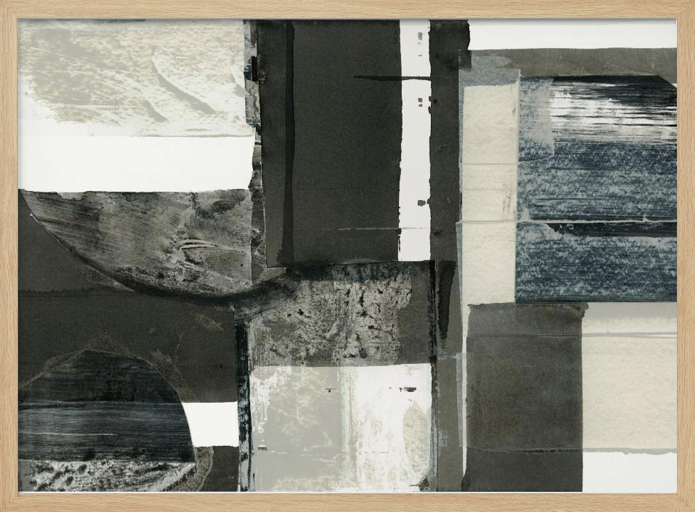 Monochrome Black Abstract Shapes Light 1 | Poster