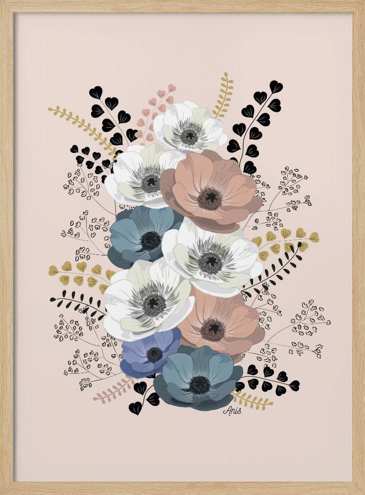Anemones Floral Bouquet | Poster