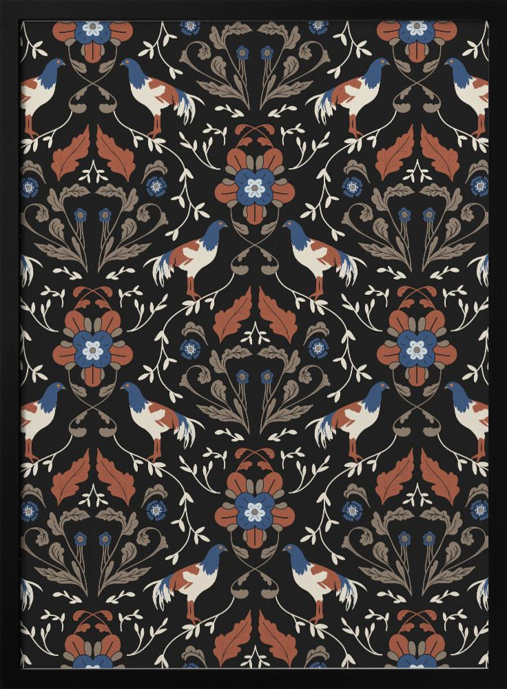 Roosters Beige Pattern | Poster