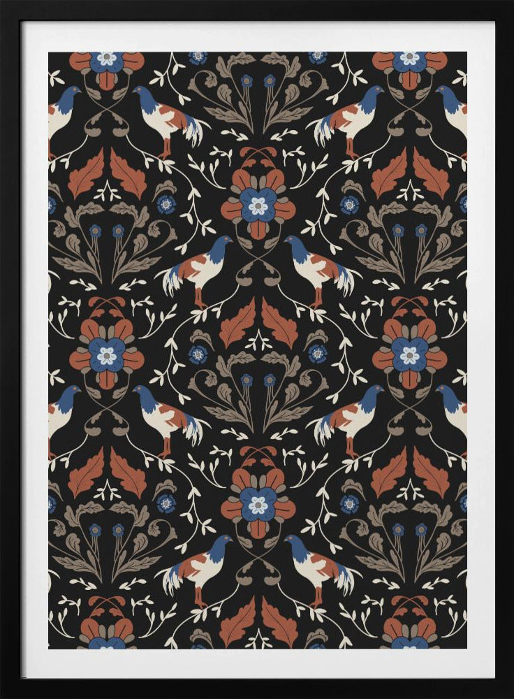 Roosters Beige Pattern | Poster