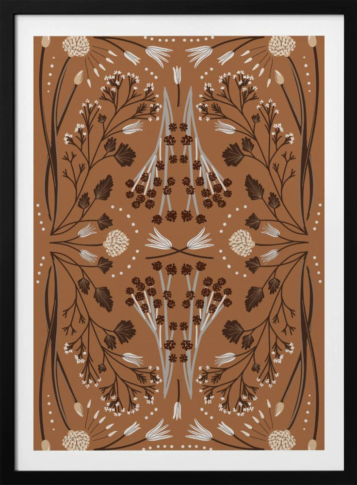 Folk Mirrored Botanicals - Earth Tones | Poster
