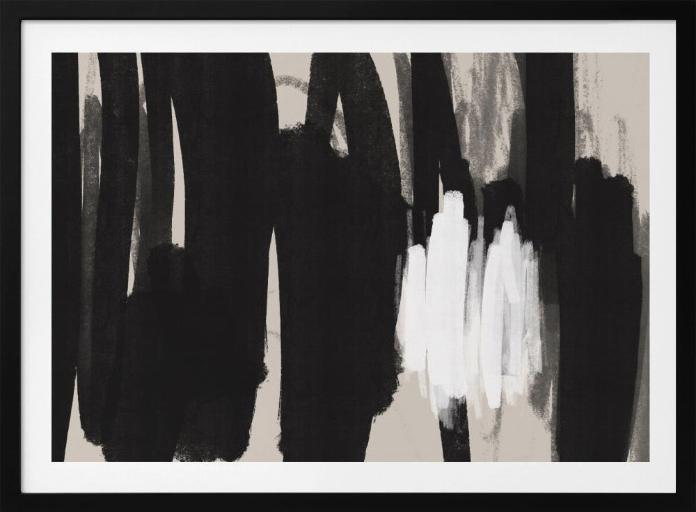 Expressive Black and White Brushstrokes | Poster