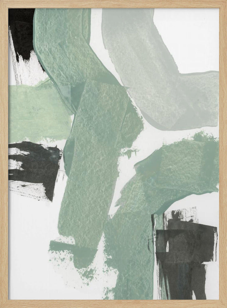 Abstract Green &amp; Black Shapes No2 Print | Poster