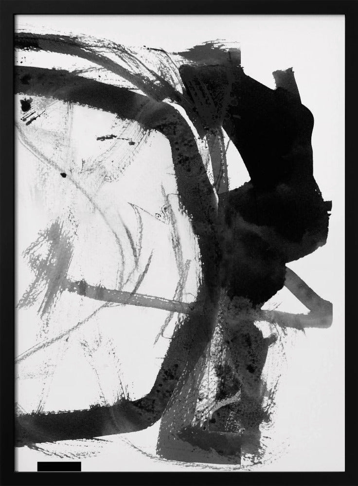 Black &amp; Grey Ink Abstract Art Print | Poster