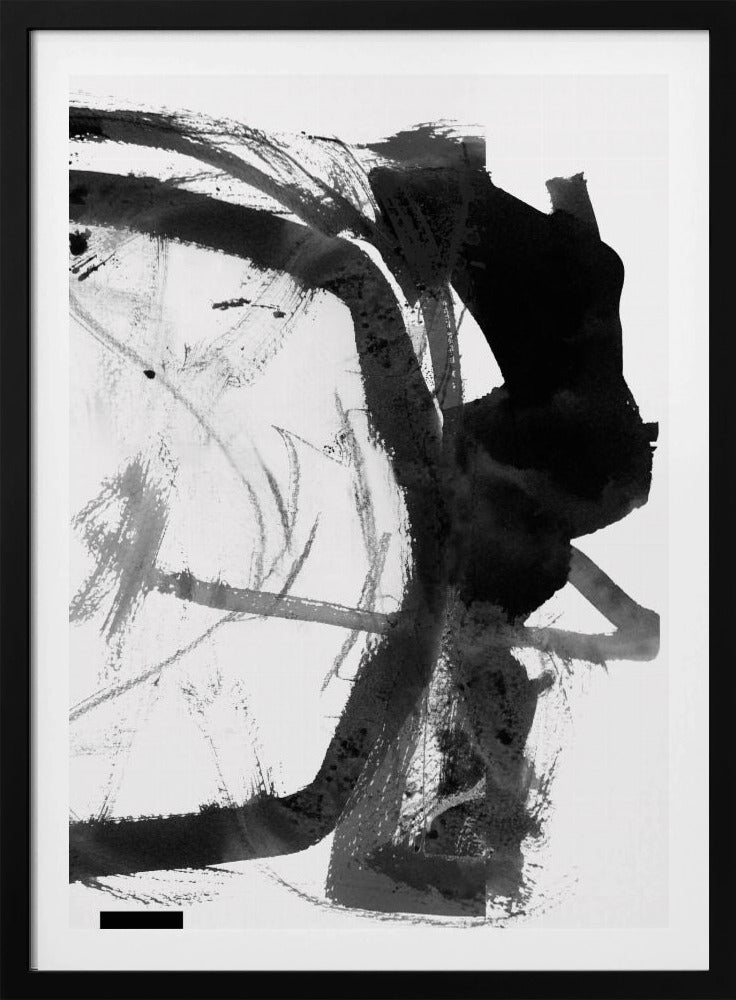Black &amp; Grey Ink Abstract Art Print | Poster