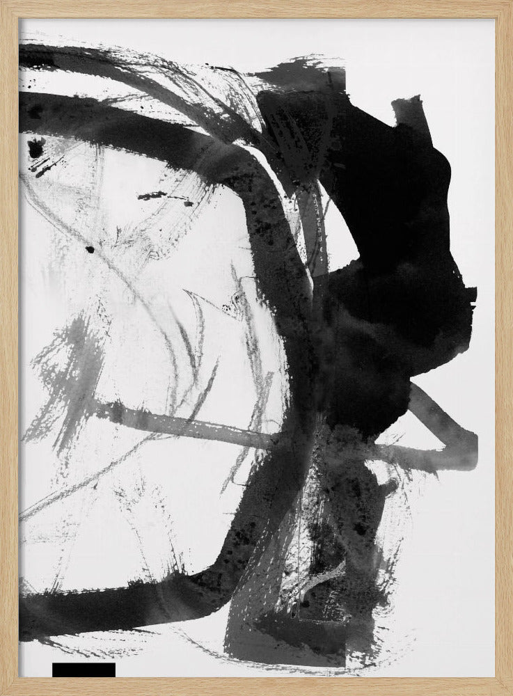 Black &amp; Grey Ink Abstract Art Print | Poster