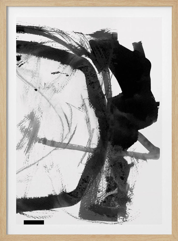 Black &amp; Grey Ink Abstract Art Print | Poster