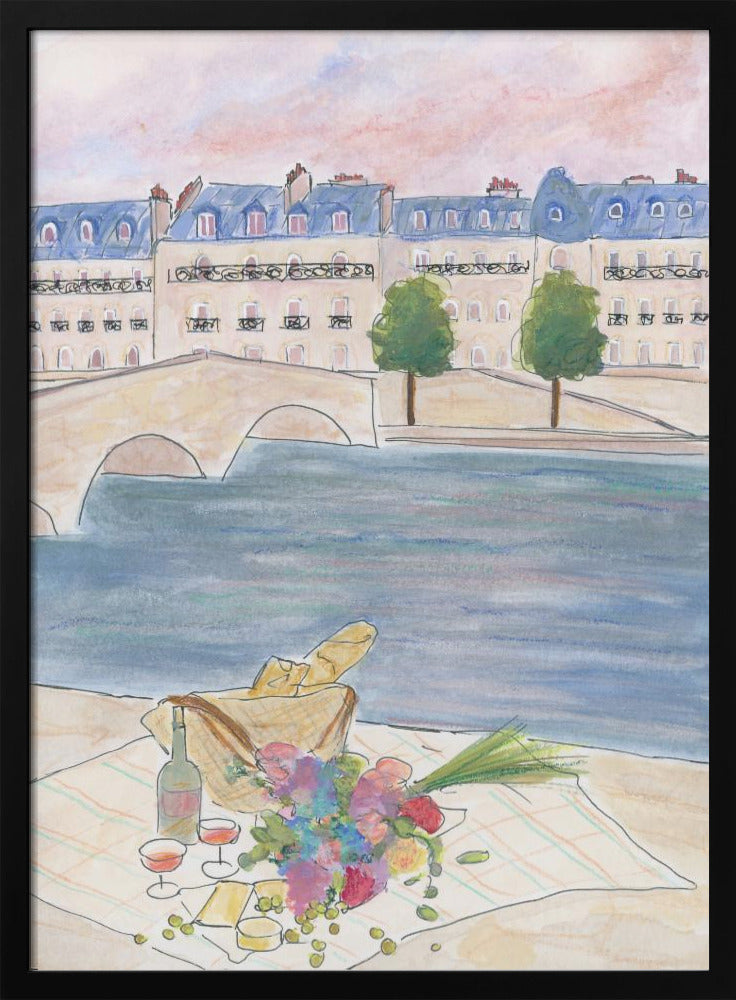 Paris Picnic At the Seine | Poster