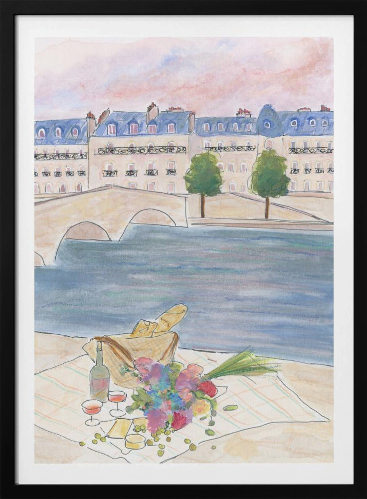 Paris Picnic At the Seine | Poster