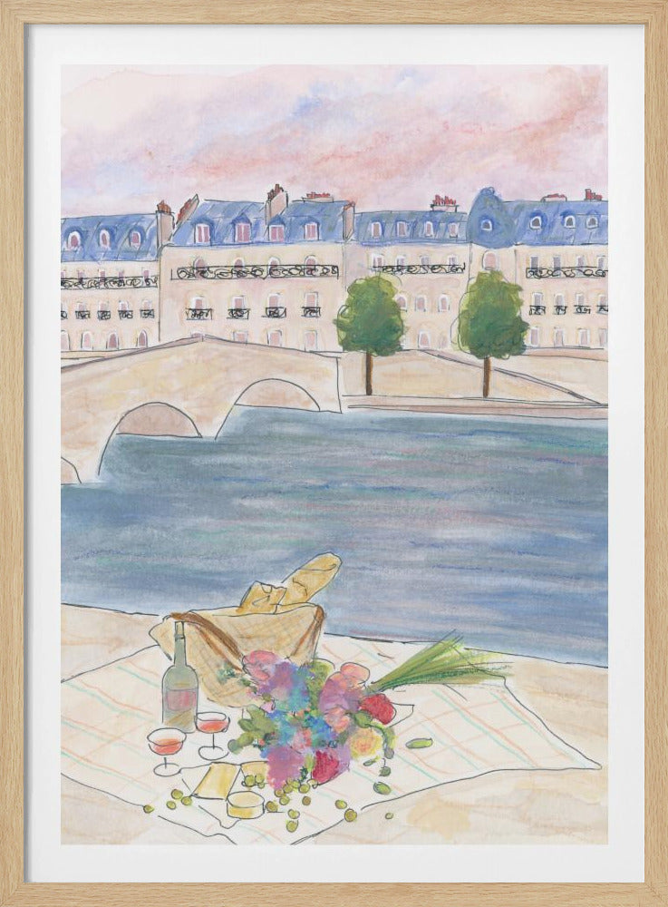 Paris Picnic At the Seine | Poster