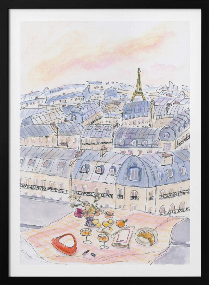 Parisian Rooftop Picnic With Eiffel Tower Views | Poster