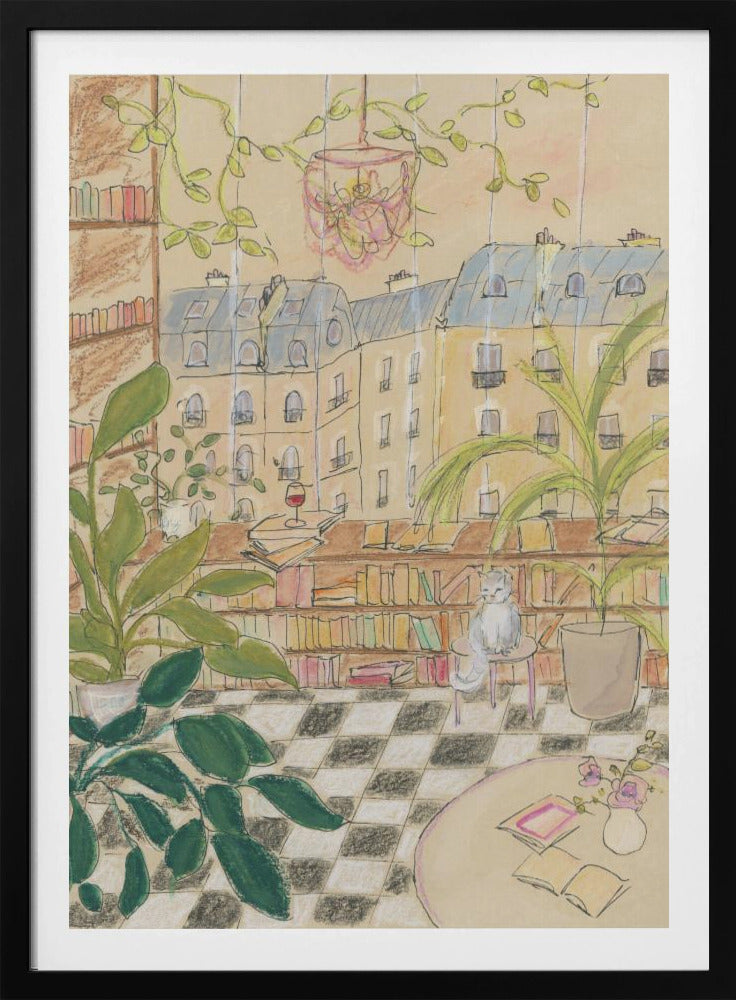 Antique Parisian Book Store Cat | Poster