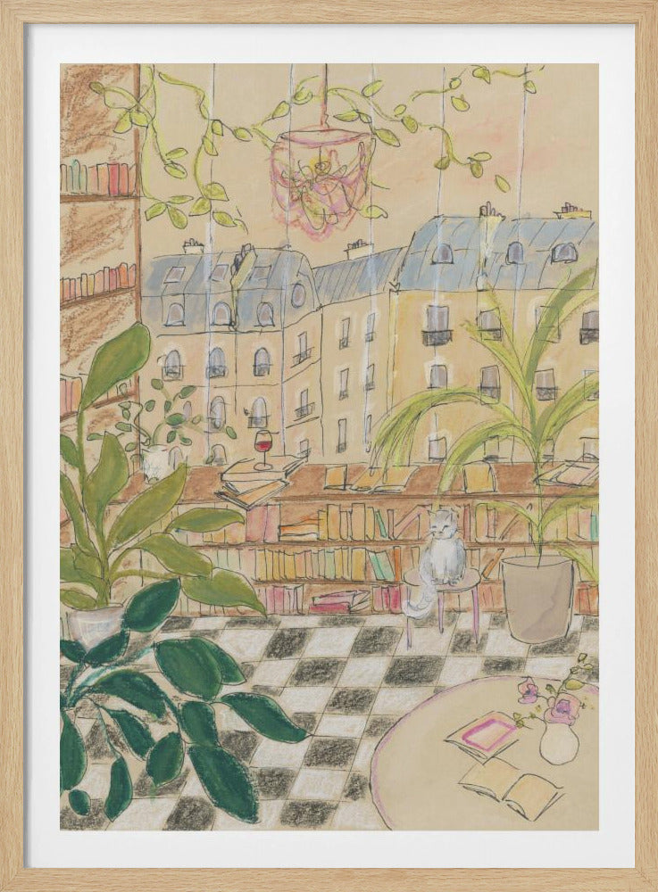 Antique Parisian Book Store Cat | Poster