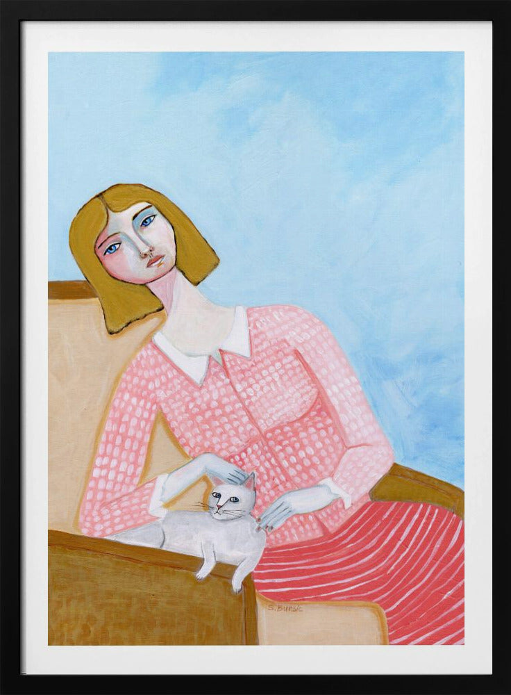 Lady with white cat | Poster