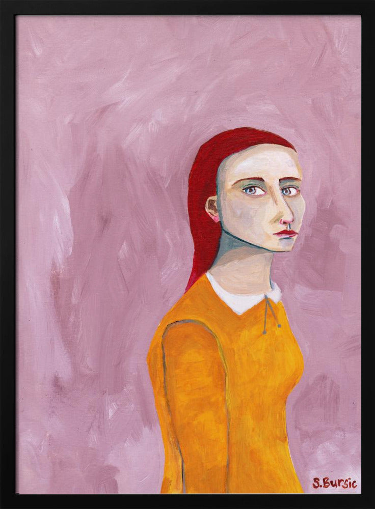 Lady in the Yellow Dress and pink background | Poster